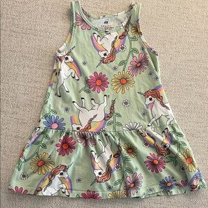 H&M Green Dress with Unicorn and Floral Print